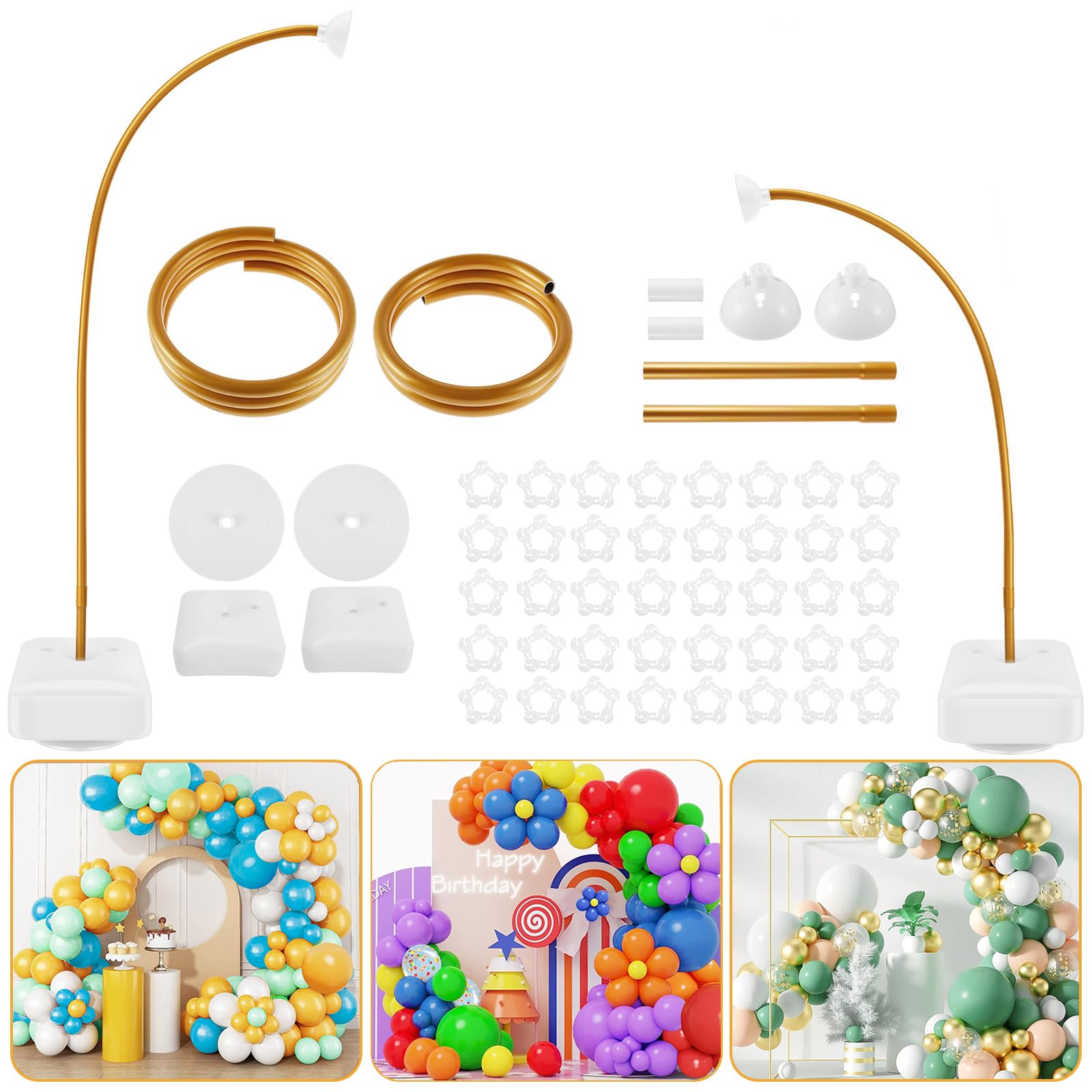 Reusable Balloon Arch Kit, Free Bending Shape 8.2ft & 5ft Adjustable Half Balloon Arch Stand with Base, Balloon Hoop Frame, Balloon Arch Frame for Wedding Baby Shower Birthday Party Decoration