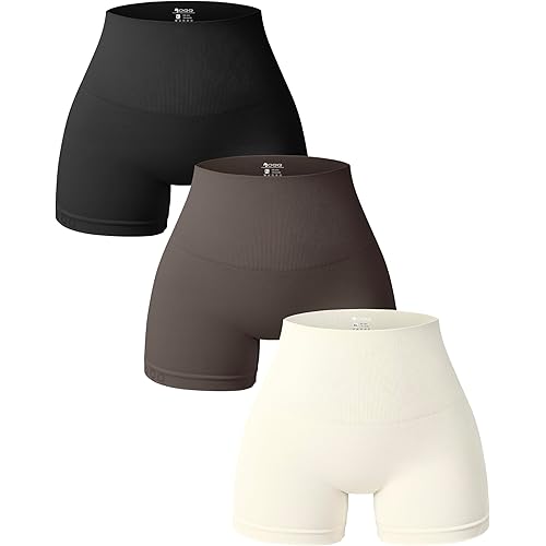 OQQ Women 3 Piece Yoga Shorts High Waist Seamless Workout Exercise Shorts Leggings