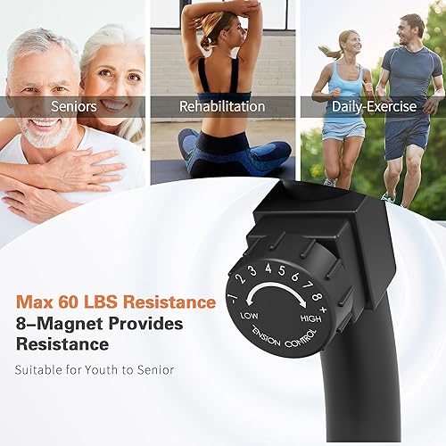 Miniatura 2 de Bicicleta estática plegable, bicicleta estacionaria 4 en 1 para entrenamiento en casa con resistencia ajustable de 16 niveles, bicicleta de ciclismo