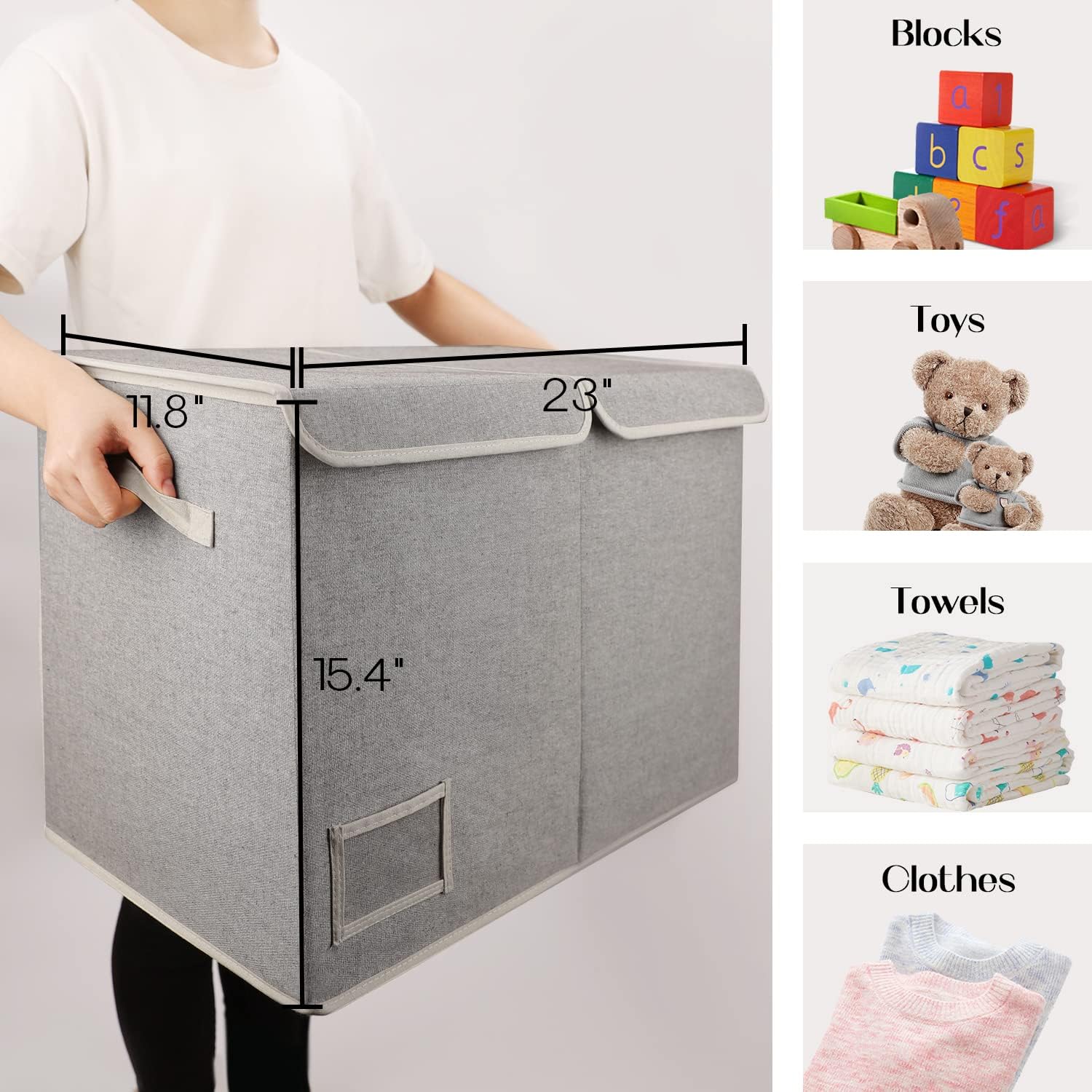 Buy LoforHoney Home Kids Toy Box,Toy Storage Bins with Doubleopen Lids