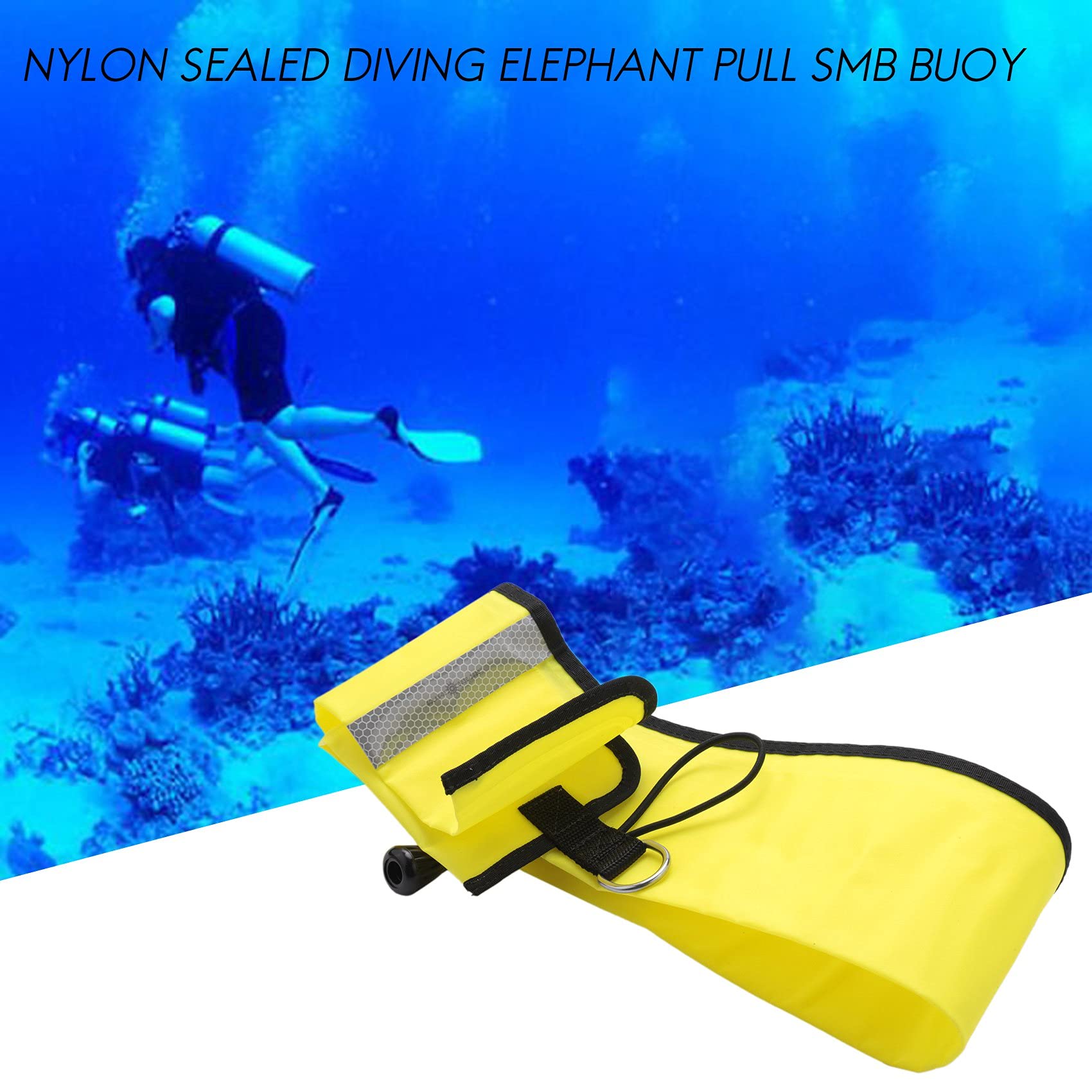 1M Scuba Diving Gonfiabile Segnale di Segnale Boa visibilità Galleggiante Tubo di Segnalazione Salsiccia, Giallo