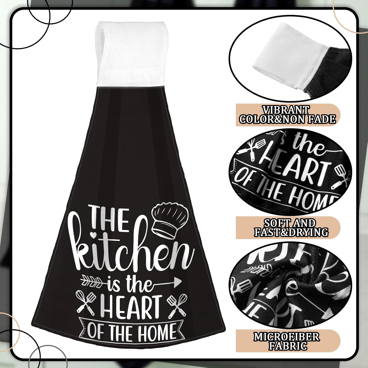 Sratte 4 Pcs Funny Quotes Hanging Kitchen Towels Set Funny Hand Towels with Hanging Loop Kitchen Towel with Saying Dish Towel Oven Stove Gift for Baking Lover Mom Women Home Decor Cooking Housewarming