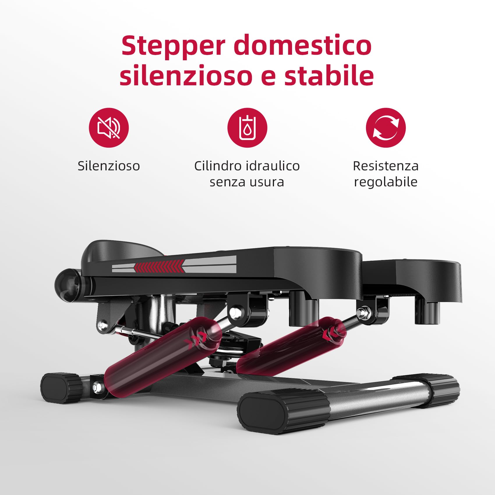 ST1 Mini stepper per casa, 2 in 1 Up-Down Swing Stepper con Power Ropes, display LCD, resistenza regolabile, allenamento gambe e braccia, silenzioso e compatto, carico massimo 100 kg
