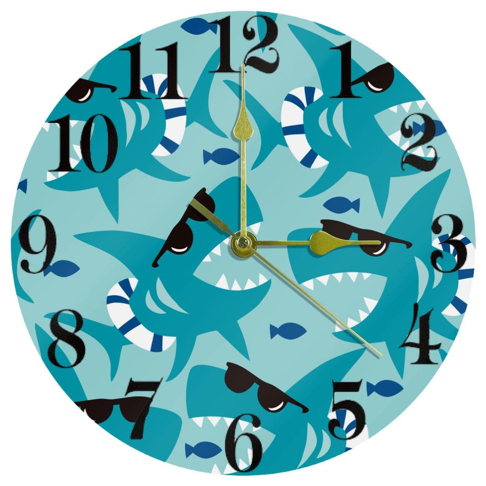 Horloge murale silencieuse requin océan 25cm sans aucun tic-tac