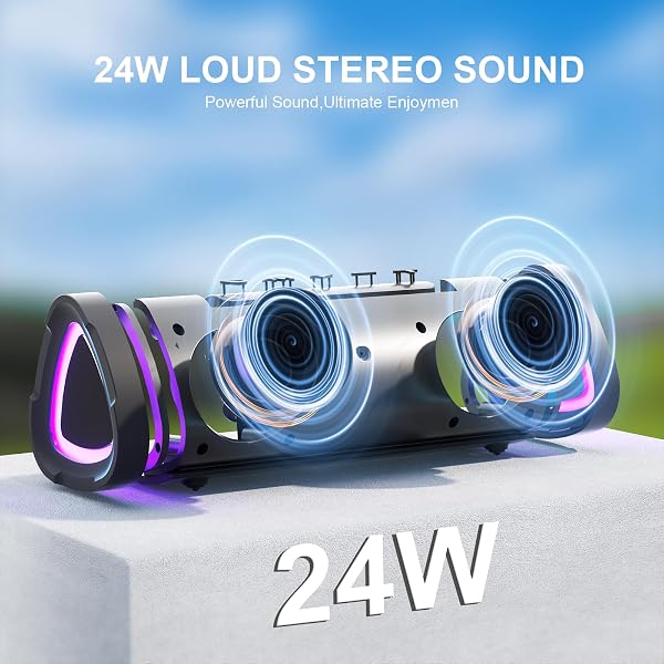 Vanzon Bluetooth Speaker,Vanzon V40 Portable Bluetooth Speaker Wireless, IPX7 Waterproof Speaker with 24W HiFi Stereo Sound, All Day Playtime, LED Lights, TWS Pairing Speaker for Outdoor/Home/Party in use