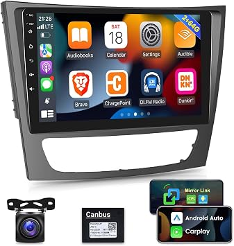 Car Radio for Mercedes Benz E Class W211 E200 CLS W219 2002-2009, [2G+64G] 9 inch Android 13 Touch Screen Car Stereo, Carplay/Android Auto/Bluetooth/WiFi +AHD Backup Camera+MIC