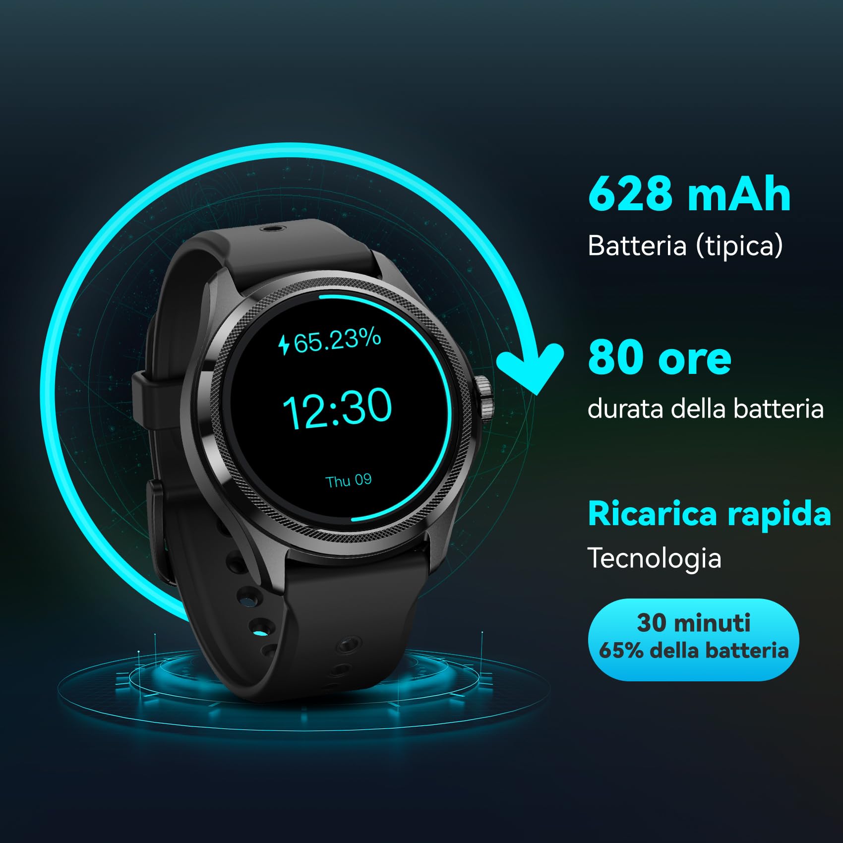 Ticwatch Pro 5 Smartwatch Android per uomo Snapdragon W5+ Gen 1 Wear OS Smart Watch 80 ore Batteria Salute Monitoraggio fitness NFC GPS Compatibile solo con Android