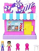 Vista 1 de Polly Pocket Pollyville Sweet Store Muñecas y juego de juguete, mini juguetes con 2 micro muñecas y 3 accesorios, HNB03