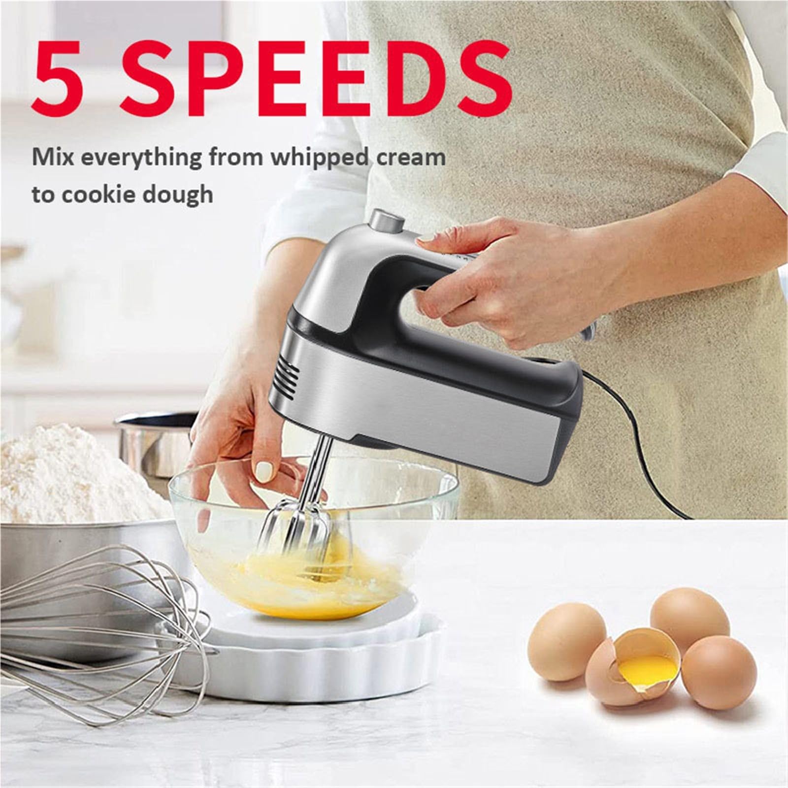 Robot da cucina, Frullino Per Le Uova Elettrico Multifunzionale Mini Panna Da Montare Per Uso Domestico E Impastatrice Per Torte