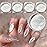 4pc Pearl Chrome Nail Powder Ice Transparent Chrome Powder for Nails, Rainbow Holographic Nail Chrome Powder for Manicure Decorations(4pc White)