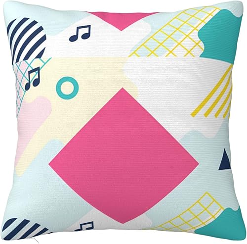 Miniatura 5 de Retro Musical Notes. Geometric Shapes Pillow Covers20 X20 Super Soft Plush Pillowcases for Home Decor