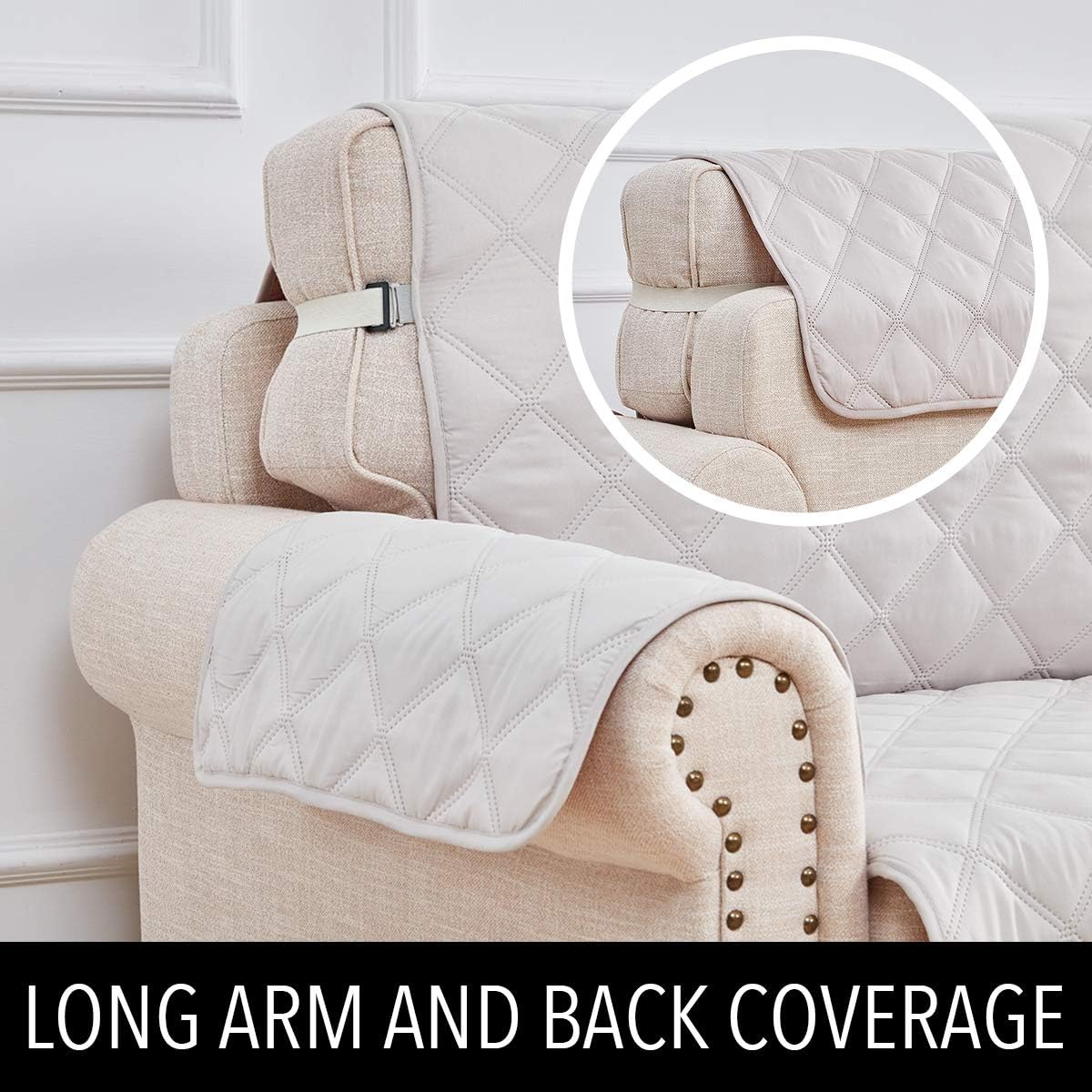 RHF Diamond Sofa Cover, Couch Cover, Couch Covers for 3 Cushion Couch, Couch Covers for Sofa, Sofa Covers for Living Room, Couch Covers for Dogs, Couch Protector(Sofa:Light Beige/Latte)