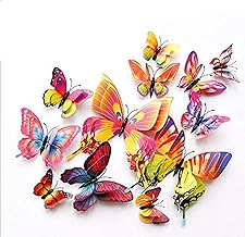 ستيكرات حائط على شكل فراشات ثلاثية الابعاد ملليلتر ونة 12 قطعة 2724645394796، بلاستيك بي في سي , عدد 1، 10