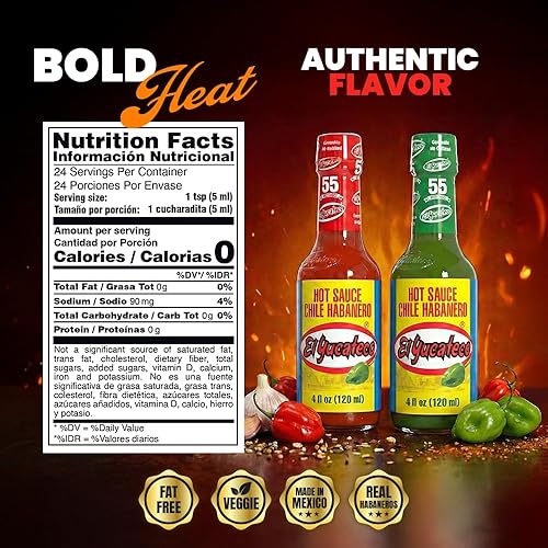 Miniatura 2 de EL YUCATECO Salsa picante, sabor auténtico a salsa picante mexicana, sabor audaz con salsa habanero real, patada ardiente en cada gota, juego de