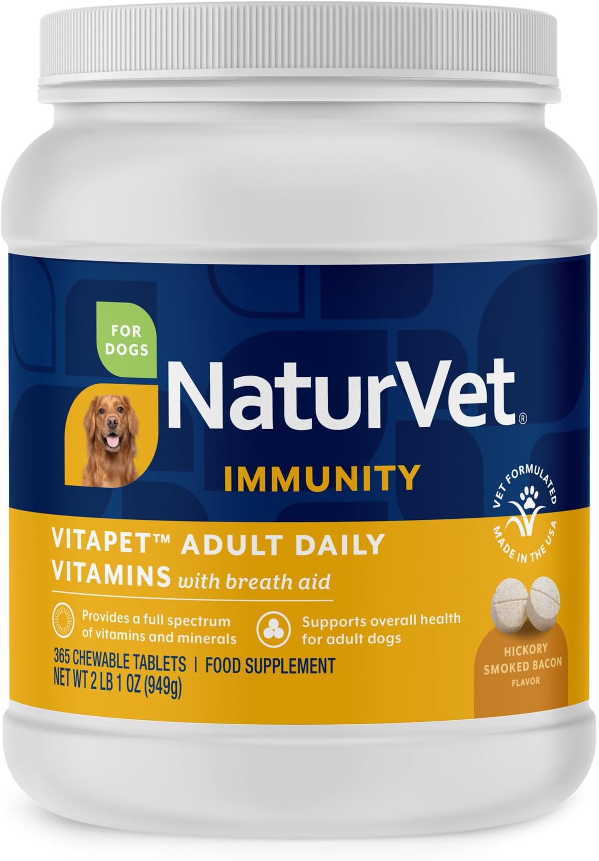 NaturVet VitaPet Adult Daily Vitamins with Breath Aid for Dogs - 365 Ct