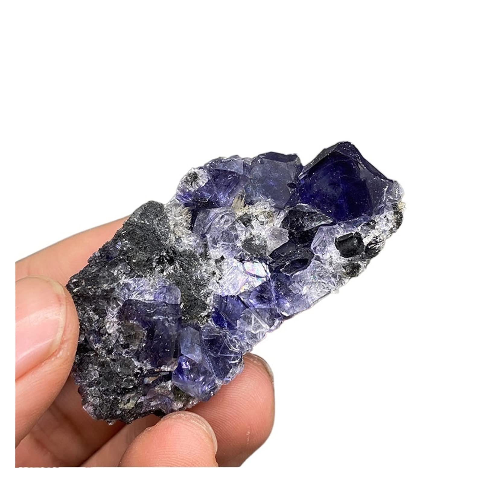 Cristallo Naturale Grezzo Tanzanite poliedrica Naturale Blu Viola Fluorite Esemplari di grappoli Pietre e Cristalli di Livello Gemma Raccolta domiciliare(Size:Taille Unique)