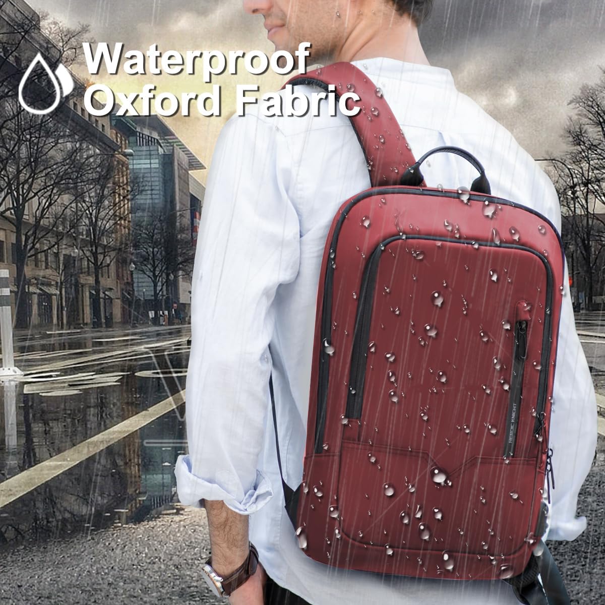 hk Backpack for Men, Business Slim Computer Bag for 15.6 Inch Laptop image 5