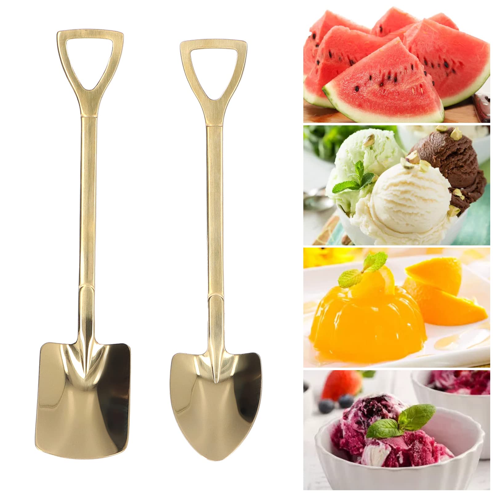 Hapivida Shovel Spoons, Stylish Stainless Steel Dessert Spoons for Ice Cream and Tea 2Pcs, Stainless Steel - Image 2
