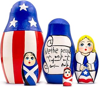 AEVVV Independence Day Nesting Dolls Set of 5 pcs - Matryoshka Doll with Patriotic Decorations - 4th of July Decorations - Patriotic Decor