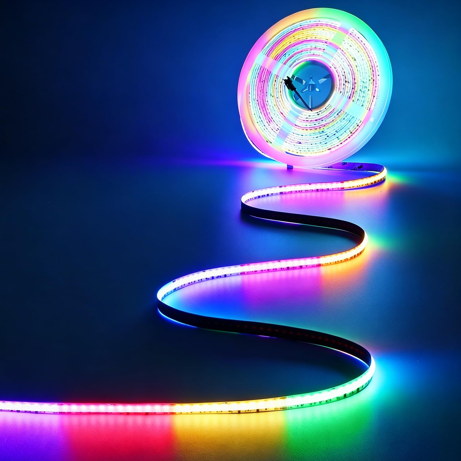 JOYLIT 10M RGBCCTIC COB LED Streifen 24V, RGB 2700-6000K CCT WS2811 IC Adressierbarer Farbwechsellichtband, 840LEDs/M Hohe Dichte, Gleichmäßiges Leuchten SPI-Lichtband für Innendekoration (Nur Licht) | 840 LEDs/m, RGB+ 2700-6500 K, Weiß, schwenkbar, Segme