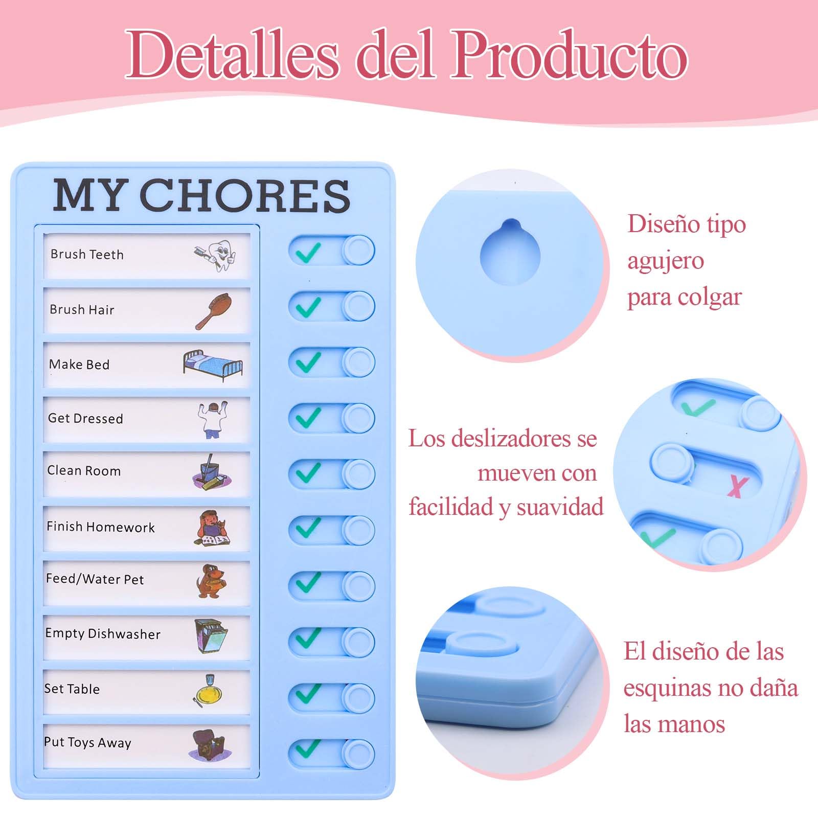 ZOCONE 4 Piezas Tabla de Planificación, My Chores Tablero de Lista de Verificación de Notas con 20 Cartulinas, Tareas Planificador Niños Desmontable Tabla de Tareas para Niños para Viajes Casa Oficina