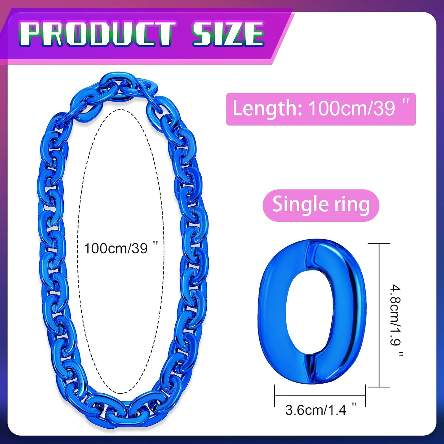 Remuuly Halloween Plastic Chain Necklace Chunky Hip Hop image 2