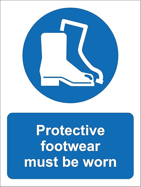 Protective footwear must be worn safety sign - 1.2mm rigid plastic 300mm x 200mm