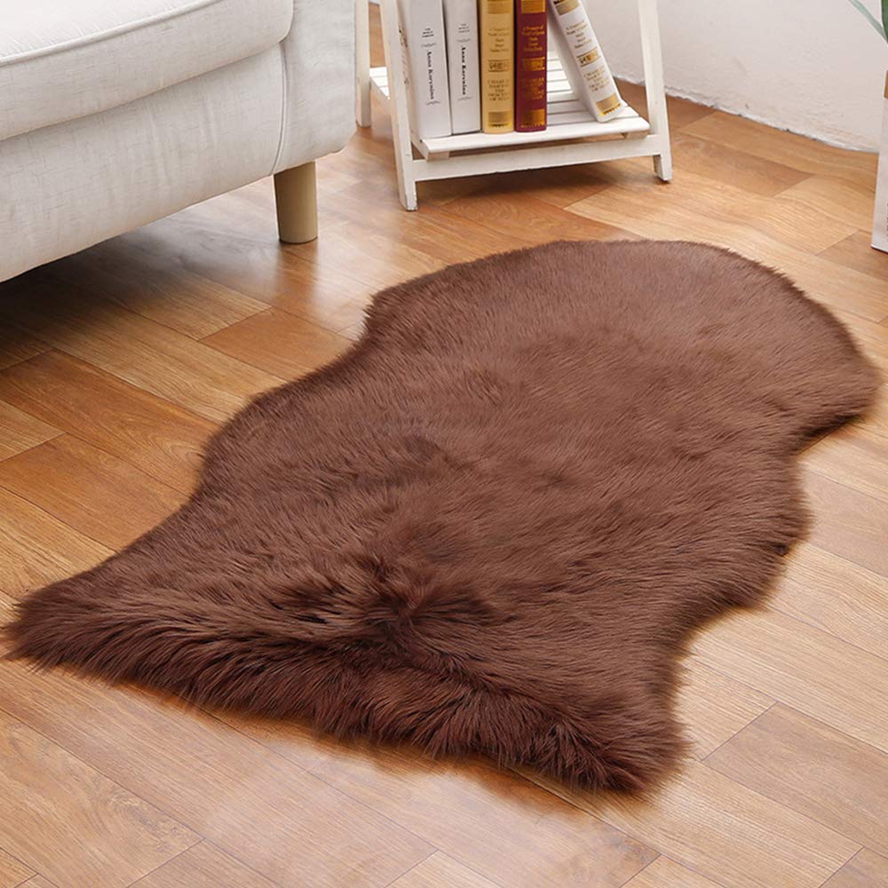 GueTTO Fluffy Faux Sheepskin Area Rug, Super Soft Fluffy Bedroom Rug Faux Sheepskin Fur Rug, Fluffy Rug, Super Soft Fur Carpet Floor Mat for Home Living Room Sofa Floor Bedroom,L,40x60cm