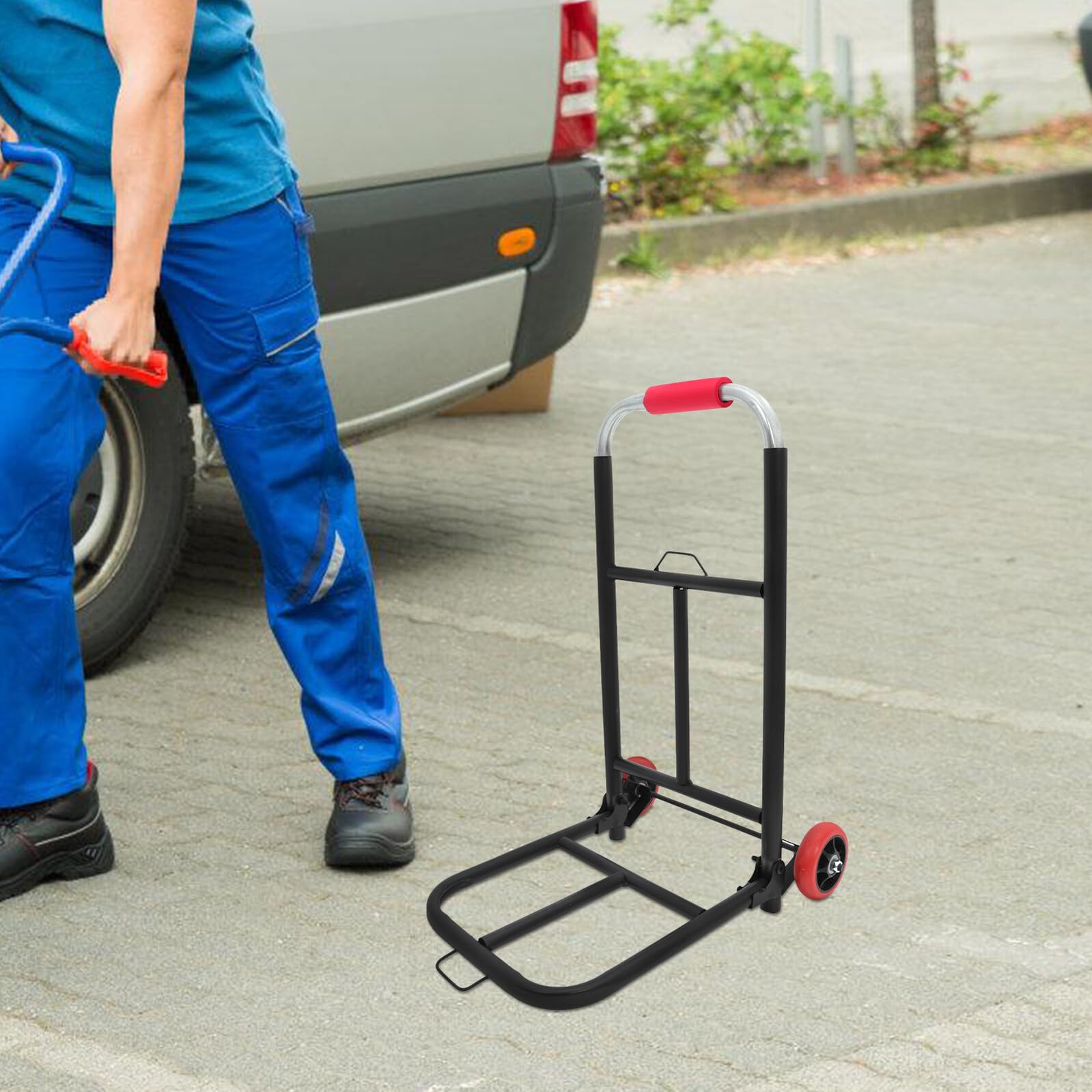 Carro de mano plegable con ruedas de poliuretano, carrito portátil para mamá y carrito de compras para un fácil manejo de materiales y transporte industrial, ligero y