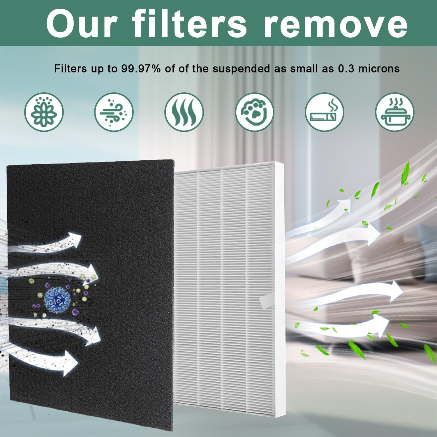 8 Pack115115 H13 HEPA Replacement Filter A Size 21 - c535 Compatible with Winix Plasma Wave Air Purifier 5300-2, C535, 6300, 5300, 6300-2, P300, AM90, 9000, 5000, 5000B