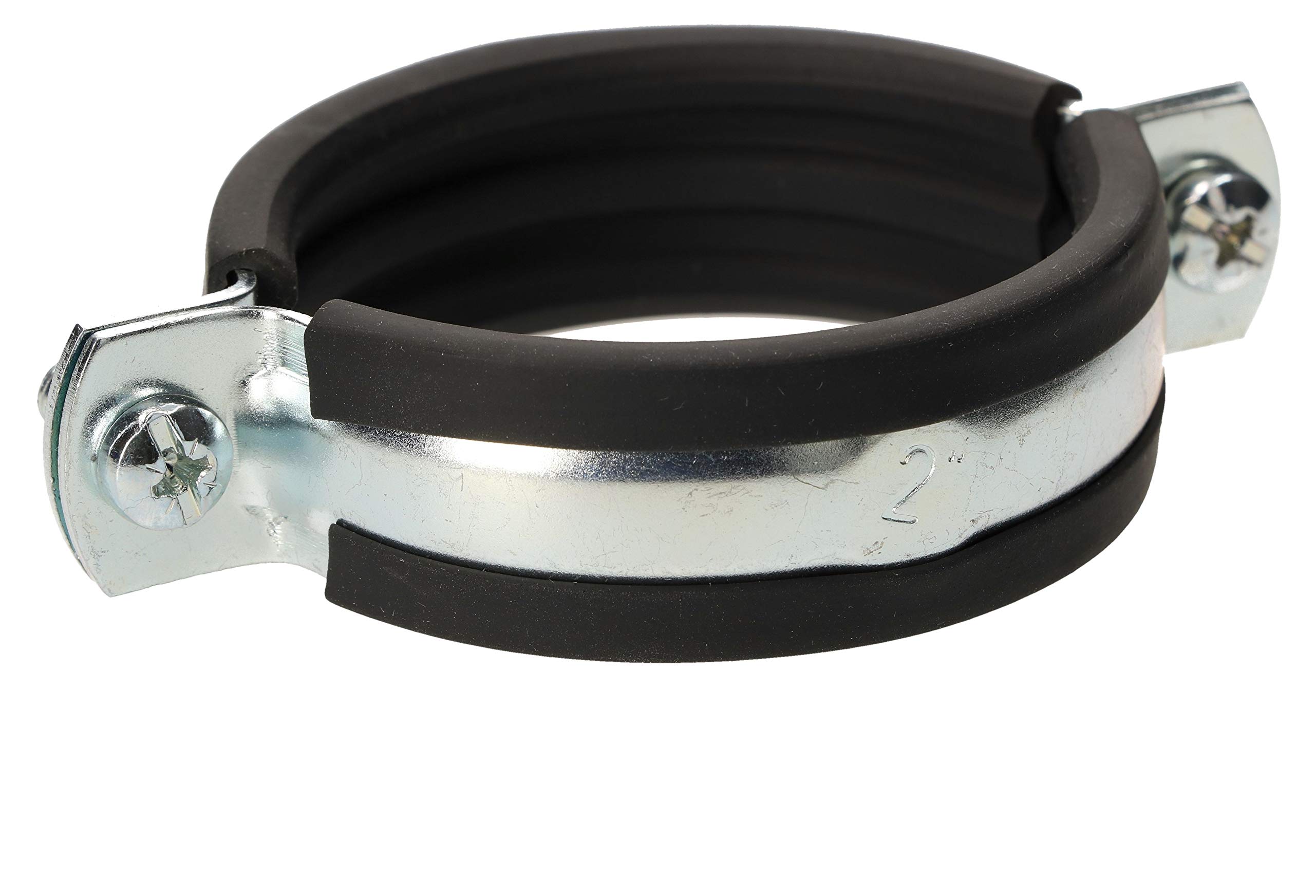 KOTARBAU® 10 pces. Collier de Serrage Tuyau - Acier Galvanisé - 2" - Fixation pour Tube - Collier de Fixation - avec Joint en Caoutchouc - avec Chevilles - Noir Argenté