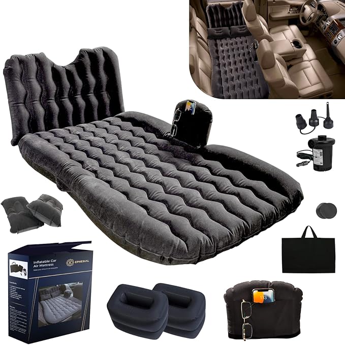 EPHESIAL Inflatable Car Air Mattress with Headboard, Pocket, Pillows