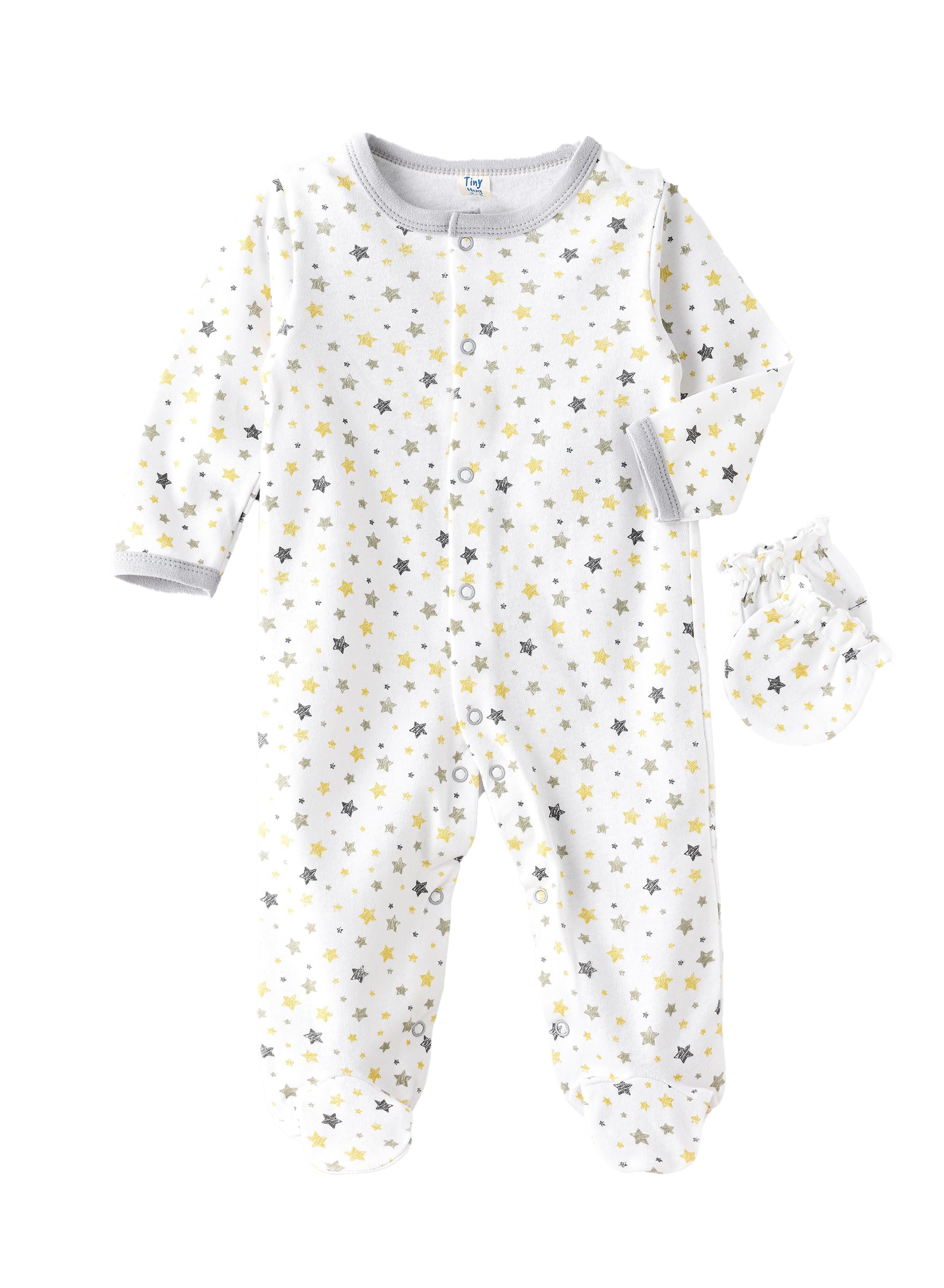 Tiny HugBaby-Boys Sleep Suit With Mittens, Soft And Comfortable Sleepwear
