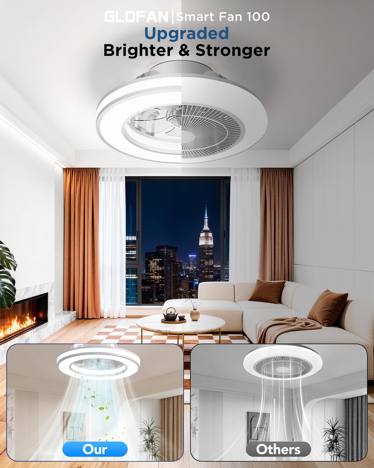 Ventilatore da Soffitto con Luce, Motore DC Silenzioso Lampadario Ventola LED Dimmerabile 3000K-4000K-6500K-RGB, 6 Velocità Plafoniera Ventilatore con Telecomando per Camera da Letto, Cucina