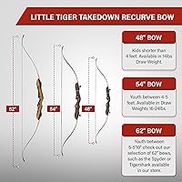 Vista 4 de Tiger Takedown - Arco recurvo compacto, rápido, preciso de 48 a 62 pulgadas, blanco y frist Bow - Mano derecha e izquierda - Pesos de tracción