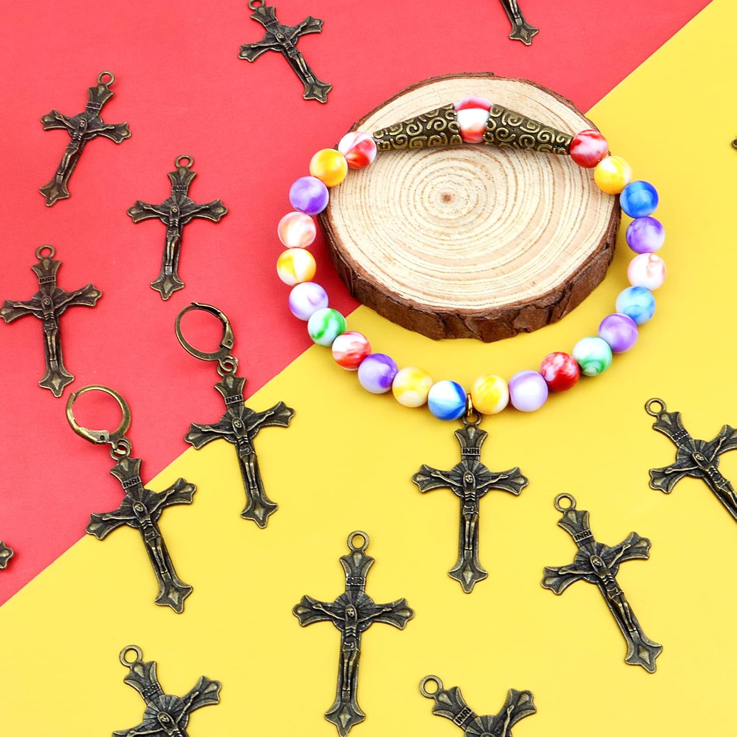 Aylifu Cross Pendant Charms, 50pcs Alloy Jesus Peace Crucifix Pendants Jewelry Findings Accessories for DIY Handmade Bracelet Necklace - Image 7