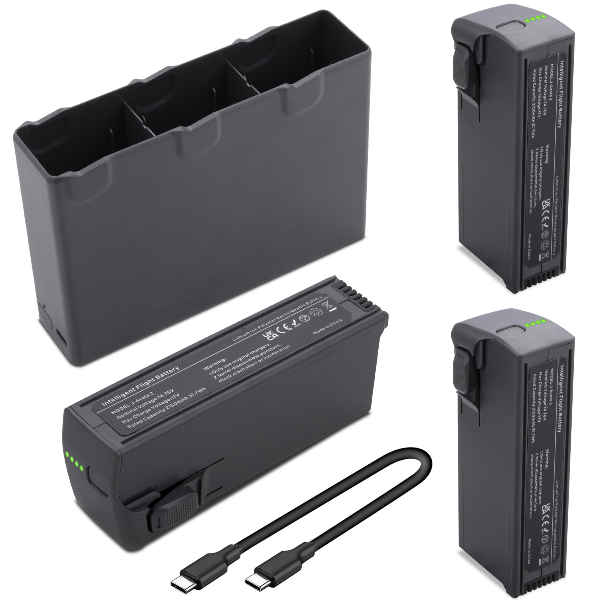 Photo 1 of 3-Pack Avata2 Intelligent Flight Battery with 2150mAh High Capacity and Upgraded Two-Way Three-Channel Avata 2 Battery Charging Hub Compatible with DJI Avata 2 Drone(23 Minutes of Max Flight Time)