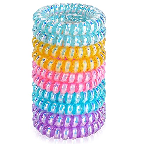 JessLab Lazos para el cabello en espiral, 10 unidades sin rastro, cordón para el cabello, pulseras en espiral, correas de plástico para el cabello,