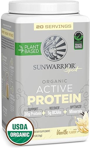 Miniatura 7 de Sunwarrior Proteína vegana en polvo orgánica USDA  BCAA sin azúcar sin gluten sin OMG sin lácteos  Chocolate 4.96 libras  Proteína activa orgánica