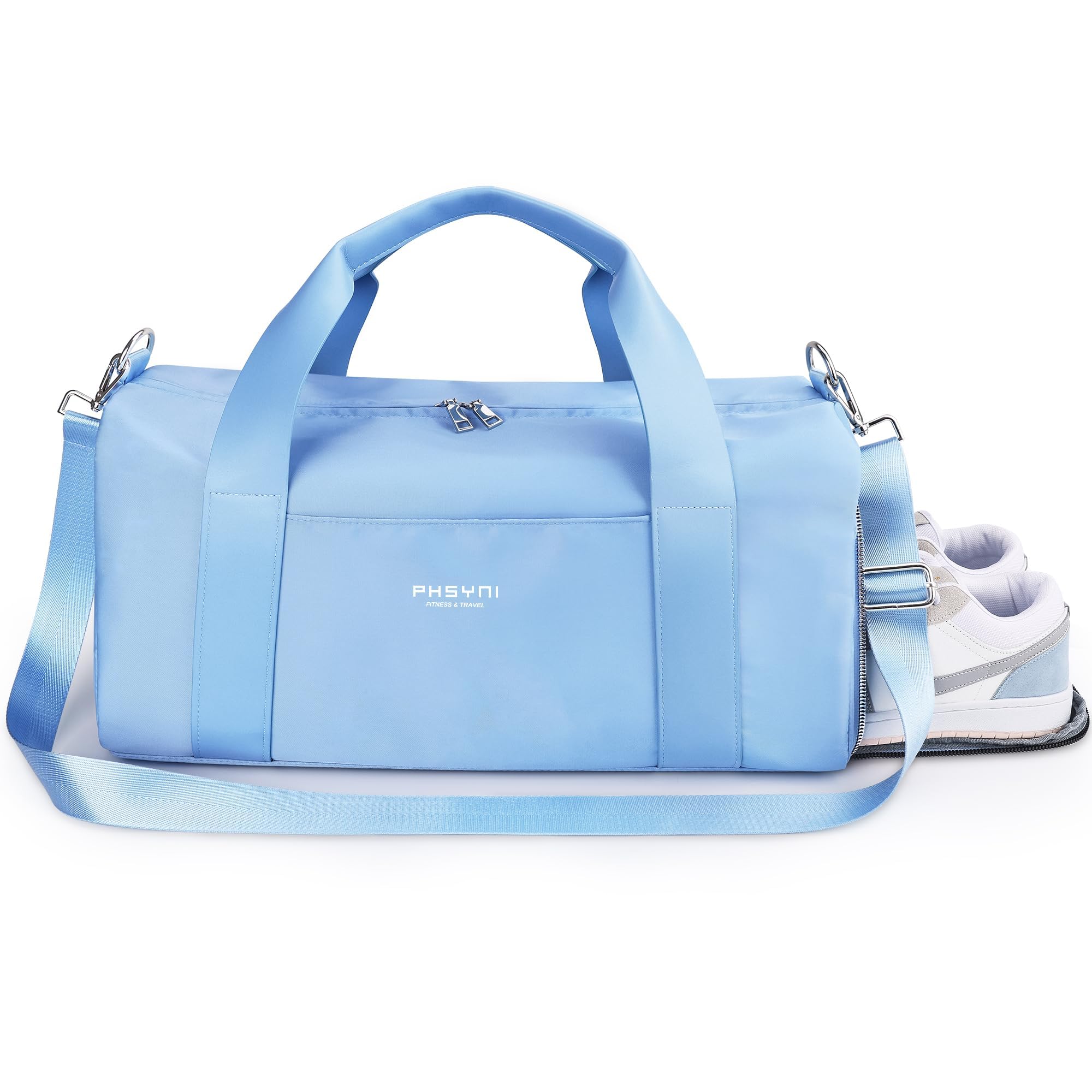 Borsa Palestra Donna & Uomo,Adulti Borsa Sportiva con Porta Scarpe e Tasca Umida da Viaggio, Sport, Fitness, Piscina(Cielo Blu,49x20x25 CM,25L)