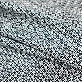 Stoff Baumwollstoff Meterware petrol weiß grau Japan Asanoha Graphik Kimono japanisch