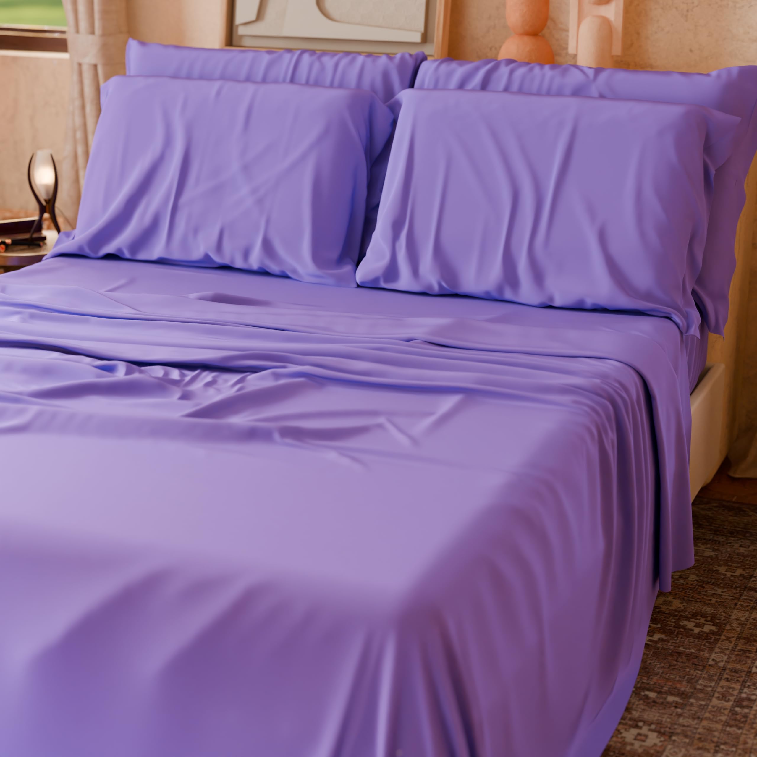 PETTI Artigiani Italiani - Set Lenzuola Cotone Singolo 3 Pezzi, Completo Letto con Lenzuolo Sopra, Lenzuolo Sotto con Angoli Elasticizzati e 1 Federa Lenzuola Lilla