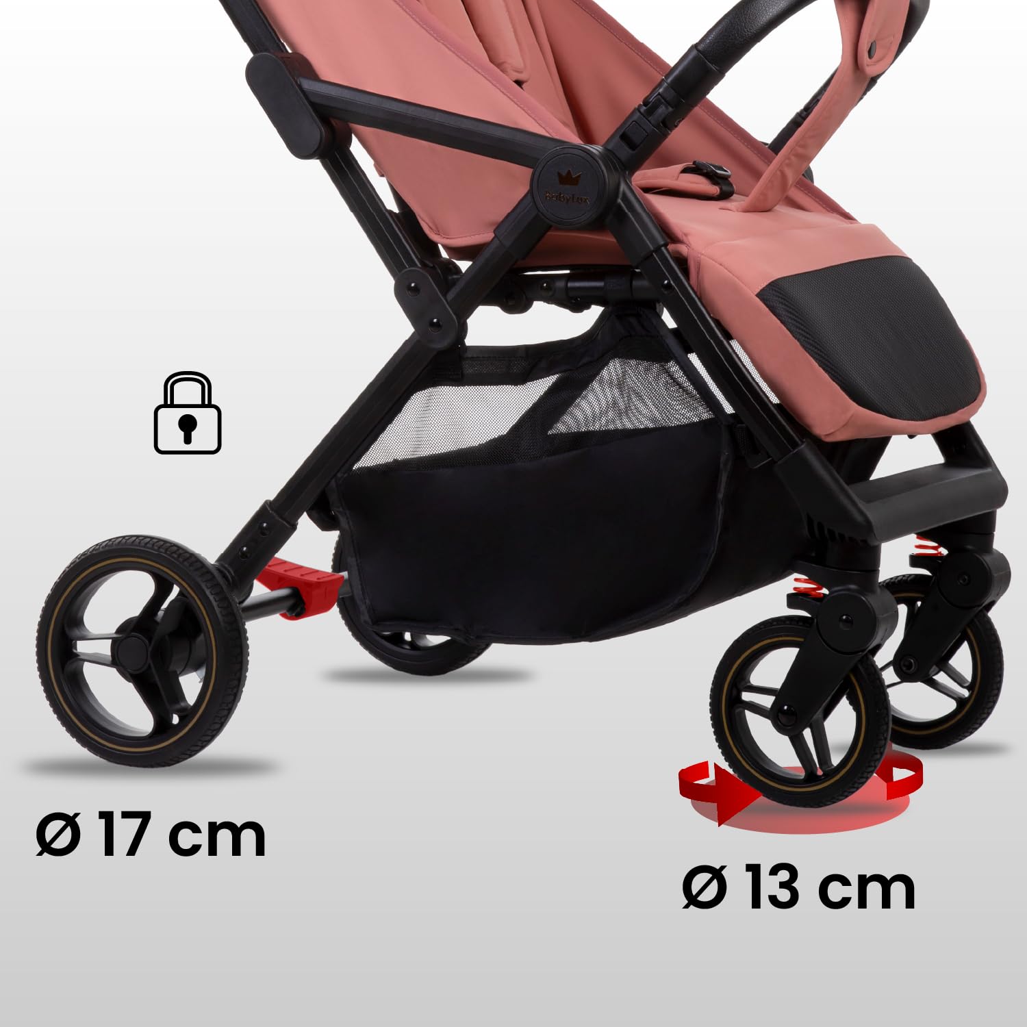 Babylux Passeggino Leggero da Viaggio GIAU con Funzione Reclinabile, Pink | Passeggino Pieghevole, Manubrio Telescopico, Ripiegabile In Modo Compatto, Borsa Per Pannolini E Viaggio E Altri Accessori