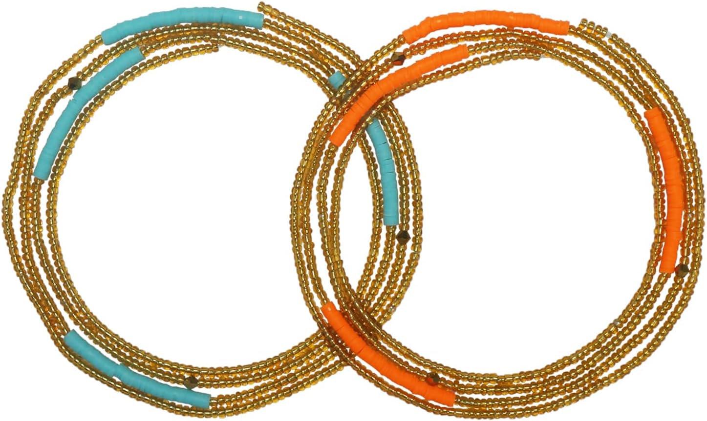 50” Handmade African Waist Beads for Women Non-Stretching,Waist Jewelry Body Accessories for Women(Tie-on)