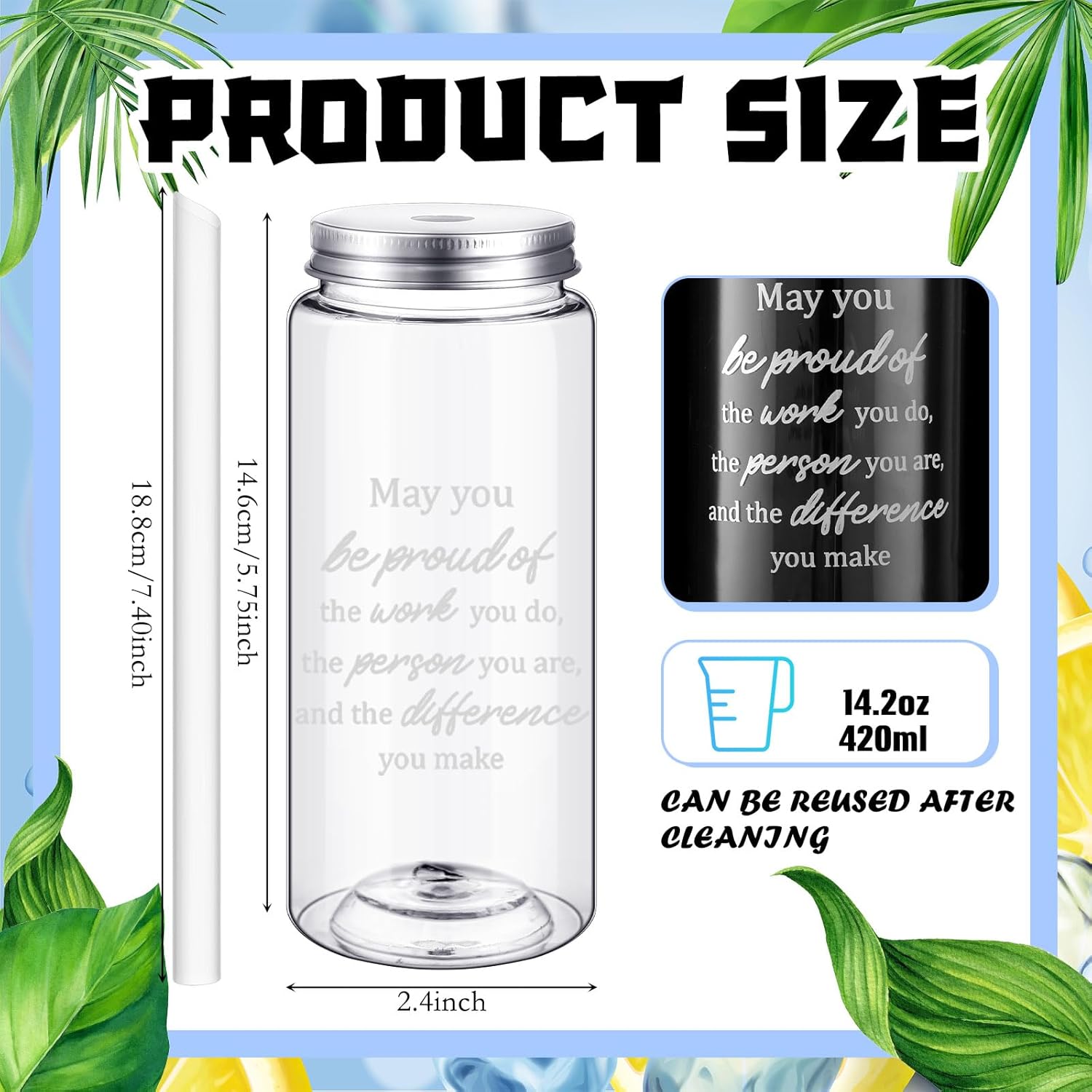 Yetene12 Pcs Teacher Appreciation Gifts Bulk 14 oz Inspirational Plastic Cup with Lid Straw Employee Appreciation Gifts Tumbler for Men Women Coworker(Being Proud) - Image 2