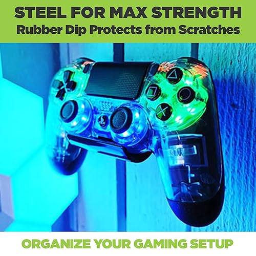 Vista 5 de HIDEit Uni-C Pro Controller Wall Mount - Rubber Dipped Steel Mount for PS5 Pro Xbox PlayStation Nintendo and More - Universal Fit for Most Game