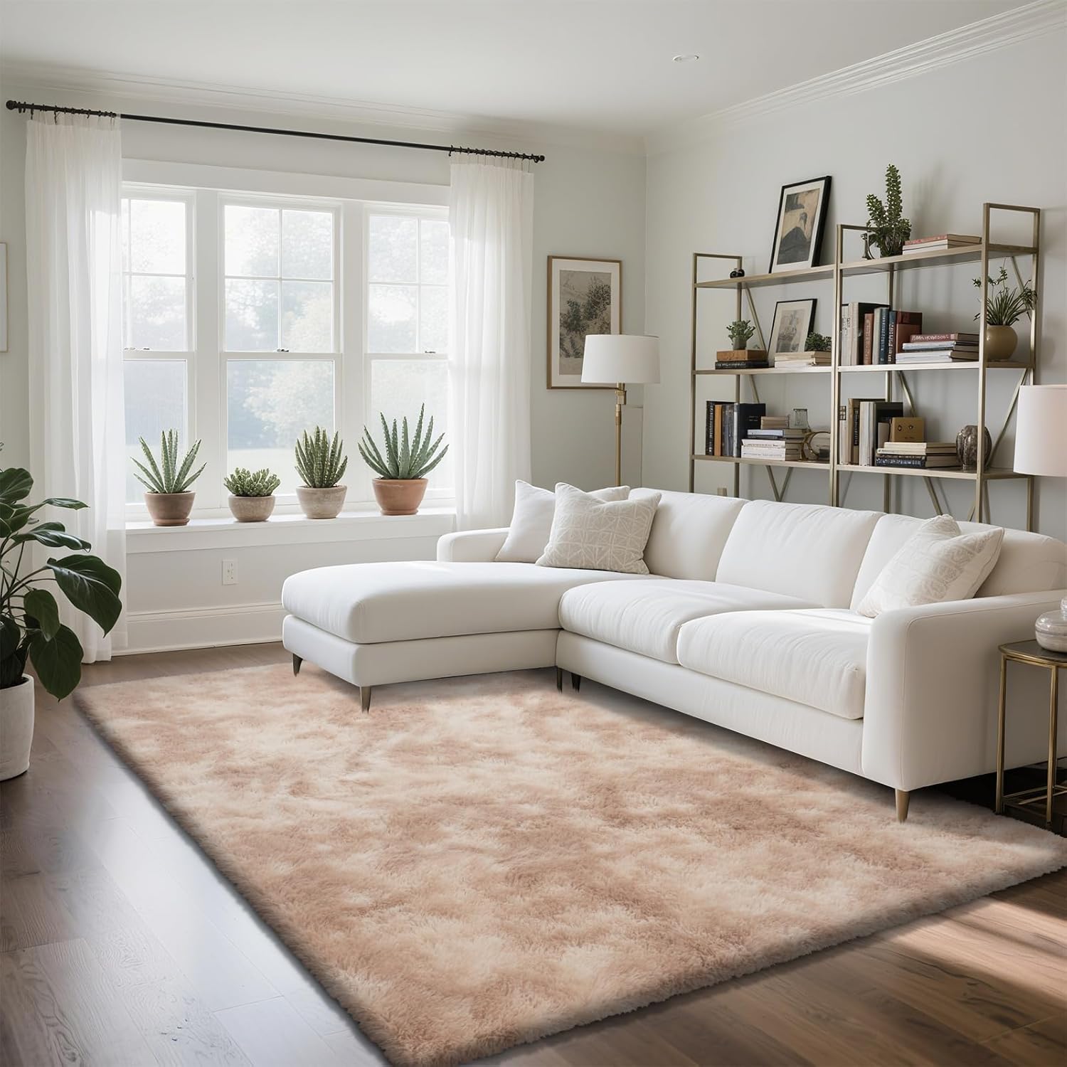 fluffy rug shaggy area rug, mottling beige 5x8 area rugs for bedroom, small bedside rug, soft fluffy shaggy entryway throw rugs for living room bedroom kids room home decor 5' x 8' (rectangular) mottling beige