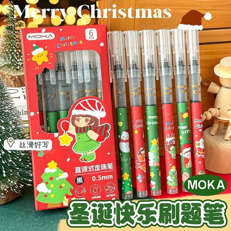 Image of Amitasha Black Pen, 0.5mm Rollerball Pens Fine Point Black Roller Ball Liquid Ink Pen Christmas Gift for Students Writing Note Taking Educational Gifts
