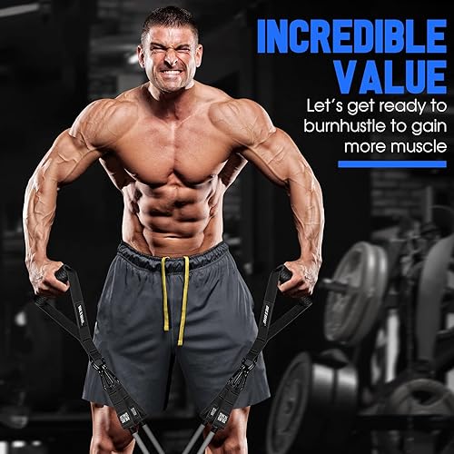 Miniatura 5 de Heavy Resistance Bands for Working Out, 300lbs/360lb/420lb Exercise Bands Workout Bands with Handles, Door Anchor, Ankle Straps, Home Gym Workout