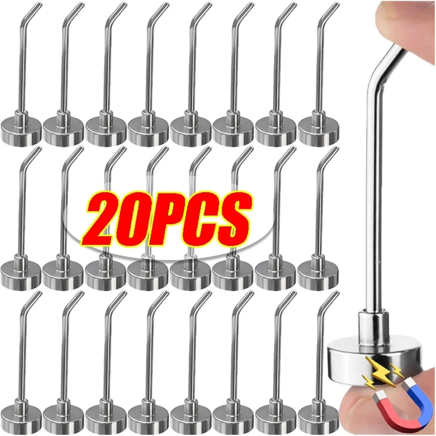 10/5x Strong Magnetic Hook Heavy Duty Right Angle Magnet Multi-Purpose Hanging Holders，Compatible for Kitchen Bathroom Storage(10pcs E)